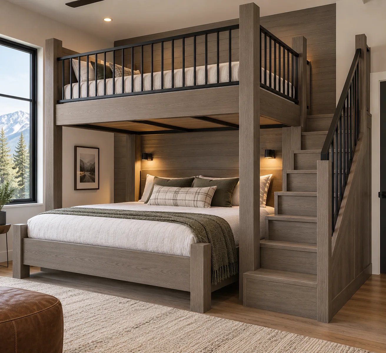 Heritage Oak Signature bunk bed concept with matching staircase