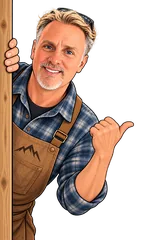 Illustrated portrait of Andy, custom bunk bed craftsman